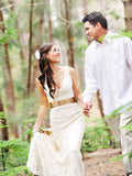 Fancy Mermaid Wedding Gown with Vintage Lace Sweep Train AWD1741-SheerGirl