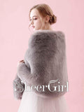Faux Fur Grey Bridal Wraps Winter Wedding Wrap WJ0012-SheerGirl