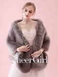 Faux Fur Grey Bridal Wraps Winter Wedding Wrap WJ0012-SheerGirl