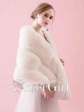 Faux Fur Ivory Wedding Wraps Bridal Winter Shawls WJ0010-SheerGirl