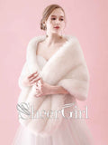 Faux Fur Ivory Wedding Wraps Bridal Winter Shawls WJ0010-SheerGirl