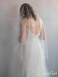 Fingertip Length Blusher Veils With Pearls Ivory Drop Veil ACC1007-SheerGirl