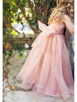 Floor Length Cute Pink Flower Girl Dresses with Sash ARD1301-SheerGirl