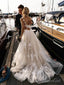 Floral Applique Beach Wedding Dresses Backless Boho Wedding Gown AWD1568