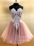 Floral Lace Bodice Strapless Sweetheart Neckline Short Homecoming Dress ARD2672-SheerGirl