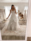 Floral Lace Princess Tiered A-Line Wedding Gown with Cascading Layers Chapel Train AWD1816B