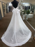 Floral Lace Sheath Wedding Gown with Detachable Bow Tie Train Wedding Dress AWD1725-SheerGirl