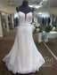 Vestido de novia de encaje floral con tren y pajarita desmontable AWD1725 