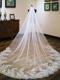 Floral Lace with Sequins Cathedral Veil Bridal Veil Wedding Veil ACC1176-SheerGirl