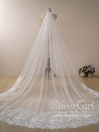 Flower Lace Cathedral Veil Bridal Veil Wedding Veil ACC1188-SheerGirl
