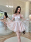Flowers Organza Fairy Short Prom Dress Strapless Corset Bodice Homecoming Dress ARD2890