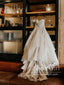 Flowy Boho Tulle Bridal Gown with Floral Lace Rhinestone Details Sweep Train Wedding Dress AWD1794