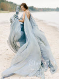 Flowy Chiffon Rustic Wedding Dresses Beach Wedding Gown with Court Train ARD2613-SheerGirl