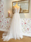 Splývavé tylové krajkové svatební šaty Boho A Line Svatební šaty AWD1905 