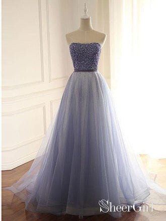 Formal Evening Ball Gowns New Strapless Beaded Corset Back Long Prom Dresses 2018 APD3262-SheerGirl