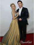 Gold Beaded V Neck Cheap Prom Dresses Long Sexy Formal Dresses for Women Plus Size APD3301-SheerGirl