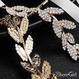 Gold Crystal Laurea Leaves Bridal Sashes ACC1145-SheerGirl