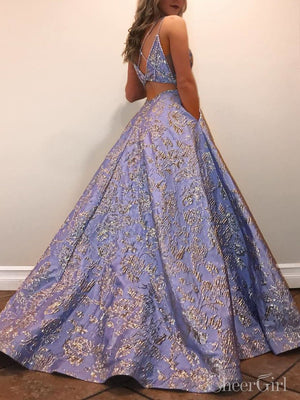 Gold Jacquard Prom Dresses with Pockets Junior Ball Gown Prom Dress ARD2244-SheerGirl
