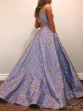 Gold Jacquard Prom Dresses with Pockets Junior Ball Gown Prom Dress ARD2244-SheerGirl