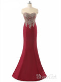 Gold Lace Appliqued Burgundy Satin Mermaid Prom/Party Dresses APD3171-SheerGirl