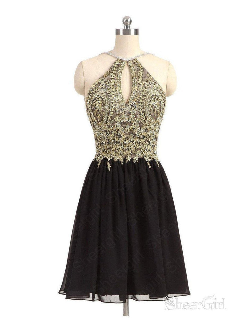 Gold Lace Purple Homecoming Dresses A Line Backless Black Short Prom Dresses APD2648 Gold Lace Purple Homecoming Dresses A Line Backless Black Short Prom Dresses APD2648