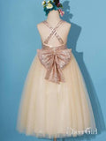 Gold Sequin Shiny Flower Girl Dresses with Bowknot ARD1278-SheerGirl