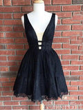 Gorgeous Black Homecoming Dress Lace V-neck Quinceanera Dresses ARD2414-SheerGirl