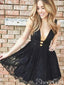 Nádherné černé šaty Homecoming s krajkovým výstřihem do V, Quinceanera šaty ARD2414 