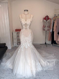 Gorgeous Luxury Beaded Mermaid Wedding Gown Vintage Lace Wedding Dress AWD1879-SheerGirl
