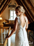 Graceful Lace Wedding Dress With Covered Buttons Mermaid Bridal Dress AWD1684-SheerGirl