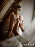 Graceful Lace Wedding Dress With Covered Buttons Mermaid Bridal Dress AWD1684-SheerGirl