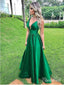 Zelené sexy dlouhé plesové šaty s výstřihem do V společenské společenské šaty bez zad ARD1421 