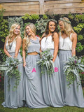 Grey Mismatched Bridesmaid Dresses Two Piece Long Bridesmaid Dress ARD1176-SheerGirl