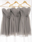Vestidos de dama de honor cortos grises Vestidos de dama de honor con escote en forma de corazón Menos de 100 años ARD1158 