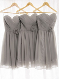 Grey Short Bridesmaid Dresses Sweetheart Neck Bridesmaid Dresses Under 100 ARD1158-SheerGirl