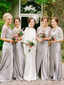 Half Sleeve Silver Bridesmaid Dresses Plus Size Modest Mother of the Bride Dresses ARD1157