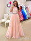 Halter Lace Appliqued Two Piece Prom Dresses,Long 2 Piece Party Formal Dresses APD3183