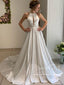 Vestido de novia de satén simple con cuello halter y línea AWD1805 