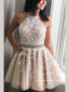 Halter Neck Appliqued Short Prom Dress Corset Back Homecoming Dress ARD2654