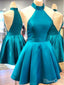 Halter Neck Graduation Dress Cheap Jade Satin Homecoming Dresses ARD1688