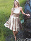 Halter Neck Open Back Shiny Rose Gold Sequin Homecoming Dresses ARD1701