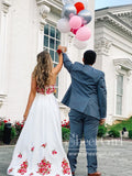 Halter Neckline Colorful Embroider High Low Two Pieces Prom Dress ARD2618-SheerGirl