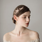 Hand-Wired Gold Bridal Headband with Crystals and Pearls ACC1093-SheerGirl
