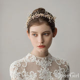 Hand-wired Gold Scattered Pearls Headband ACC1098-SheerGirl
