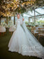 High Neck Boho Lace Long Sleeves Bridal Dress Ball Gown Wedding Dress AWD1930