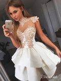High Neck Vintage Gold Lace Applique Homecoming Dresses Ivory Princess Hoco Dress ARD1680-SheerGirl