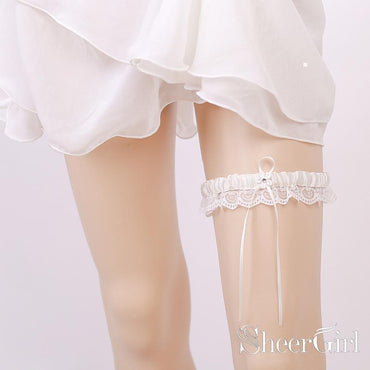 High Stretch Ivory Bridal Garter Wedding Garters with Bow ACC1020-SheerGirl
