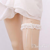 High Stretch Ivory Bridal Garter Wedding Garters with Bow ACC1020-SheerGirl