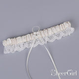High Stretch Ivory Bridal Garter Wedding Garters with Bow ACC1020-SheerGirl