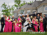 Hot Pink Lace Chiffon Bridesmaid Dresses Pleats Floor Length Bridesmaid Gowns ARD2468-SheerGirl
